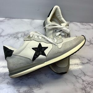 Vintage Havana Glitter Star Sneakers White Gray Suede Size 8 EST 1954